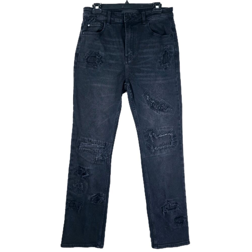 Homme Femme Jeans 32 Black Distressed 30x31 Streetwear Hip Hop Grunge